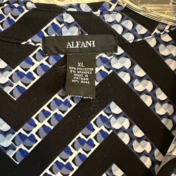 Alfani Black and Blue Chevron Blouse - Picture 3 of 3